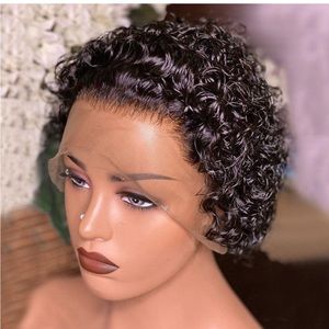 8Inch Short Curly Wigs 13x1 Transparent Lace